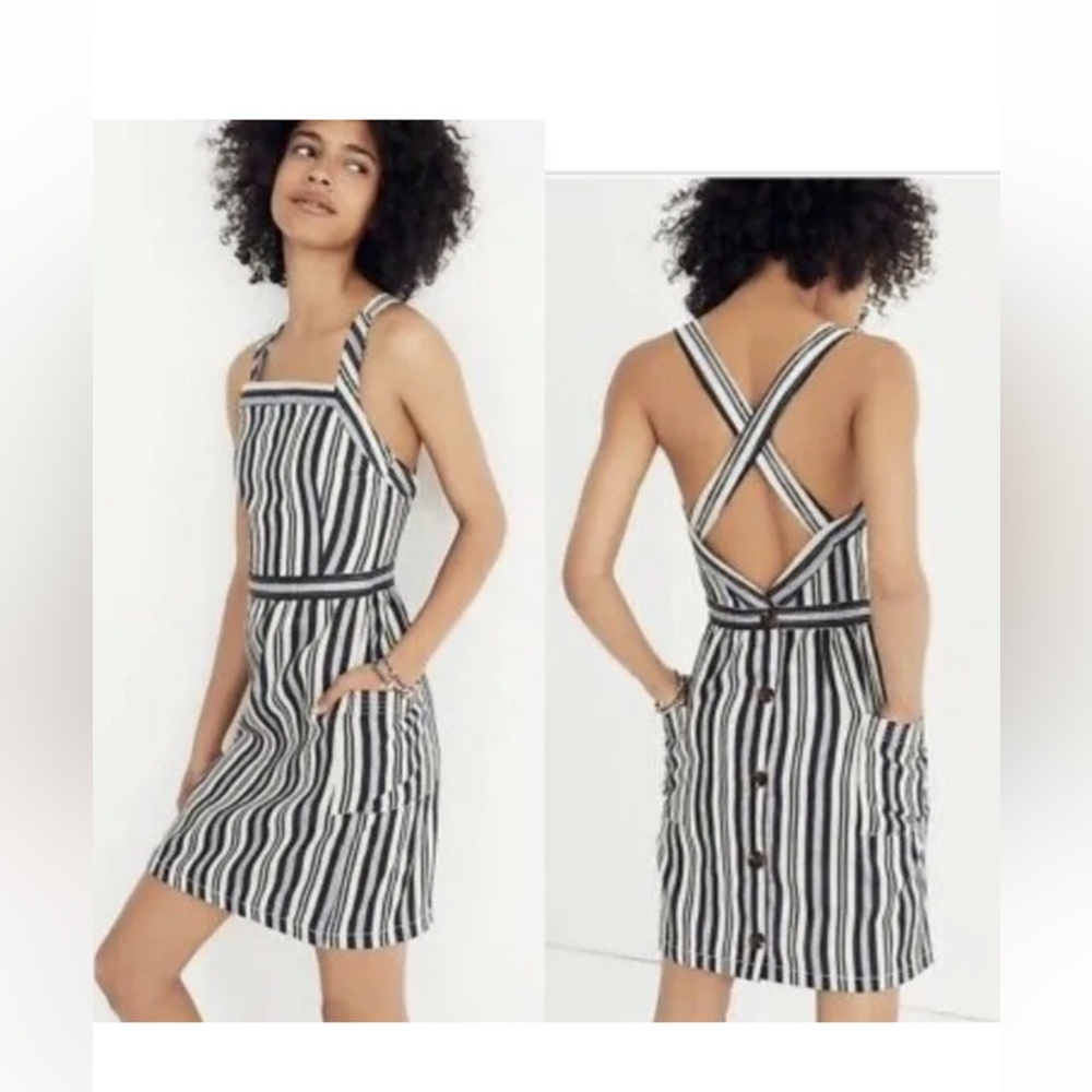 Madewell New Apron Mini Dress in Evelyn Stripe Size 8